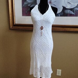 Shape FX White Crochet Backless Dress